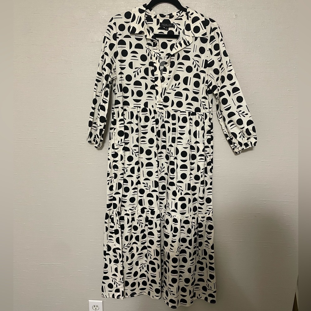 Tiered Button Up Collared Dress